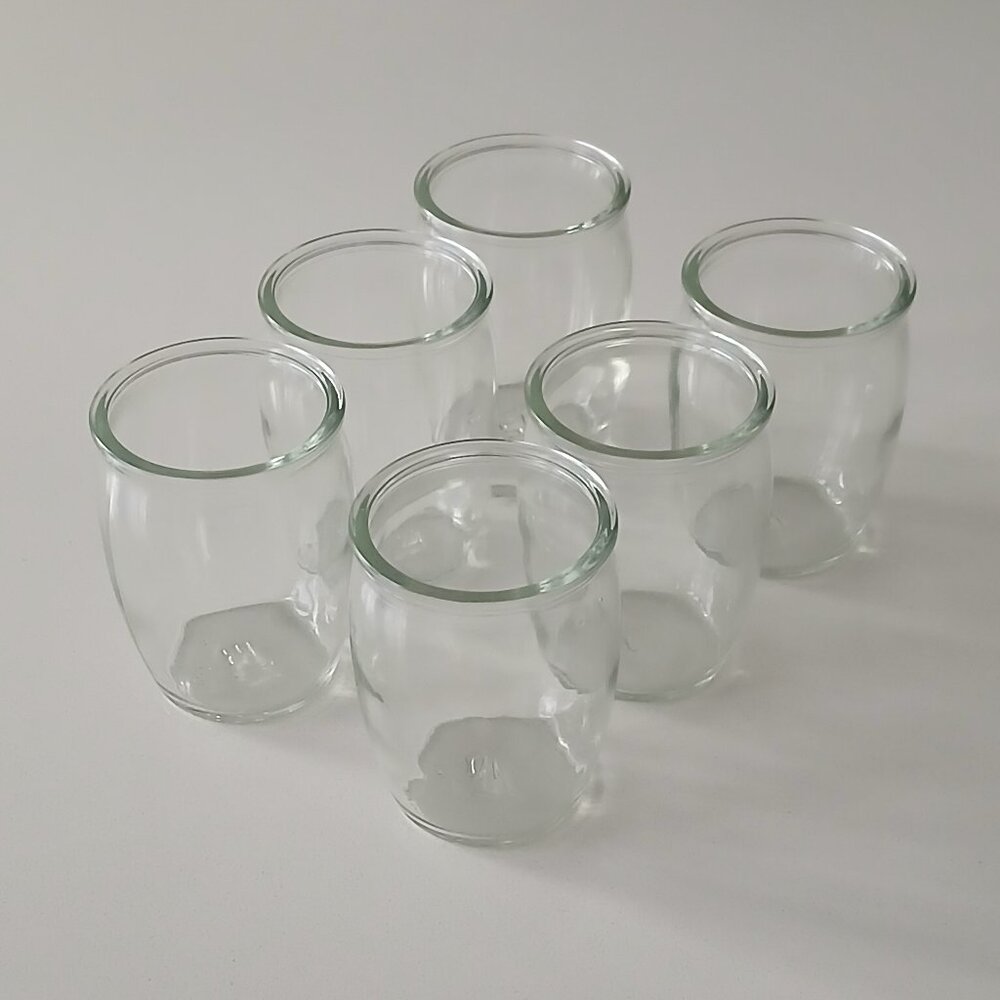 (6) Glass Jars/ Cups - yogurt, dessert or starter plants, storage